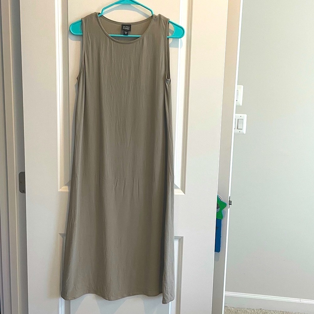 Eileen Fisher Straight Beige Silk Dress